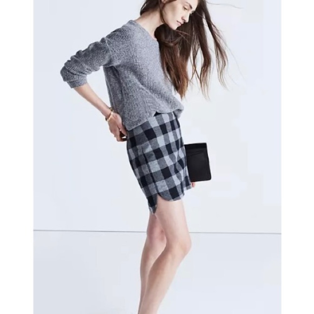 Madewell Gray Plaid Mini Skirt